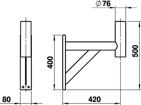 Wandarm schwarz Schwarz Maßzeichnung Artikel 661008