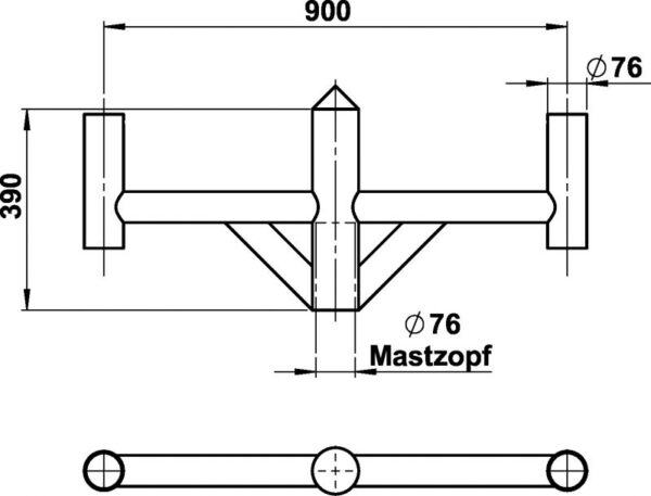 Mast top black Dimensioned drawing Article 661009