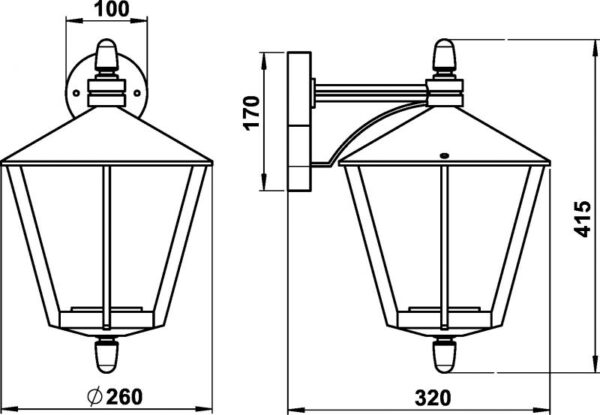 Wall lamp Dimensioned drawing Article 651816, 661816, 681816