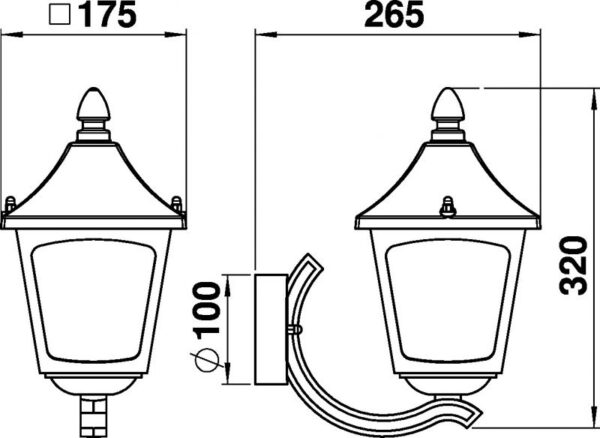 Wall lamp Dimensioned drawing Article 601820, 651820, 671820