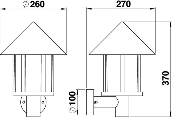 Wall lamp Dimensioned drawing Article 651824, 661824, 681824