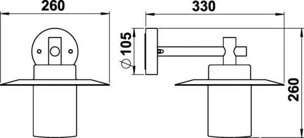 Wandleuchte Maßzeichnung Artikel 651852, 661852, 681852