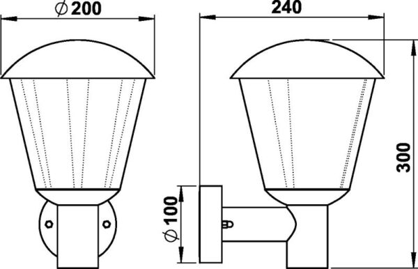 Wall lamp Dimensioned drawing Article 621854, 661854, 681854, 691854