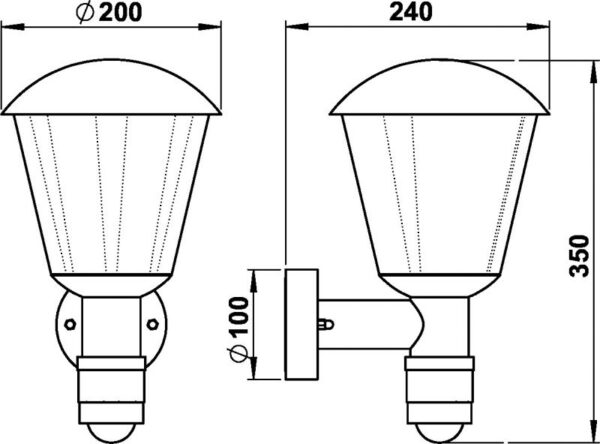 Wall lamp Dimensioned drawing Article 621855, 661855, 681855, 691855