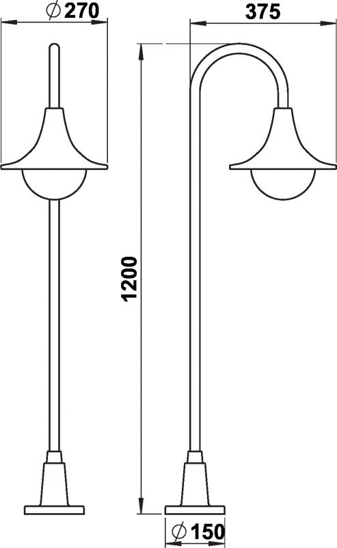 Path light Dimensioned drawing Article 662081, 682081