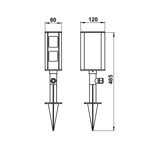 Socket spike Black Dimensioned drawing Article 662104