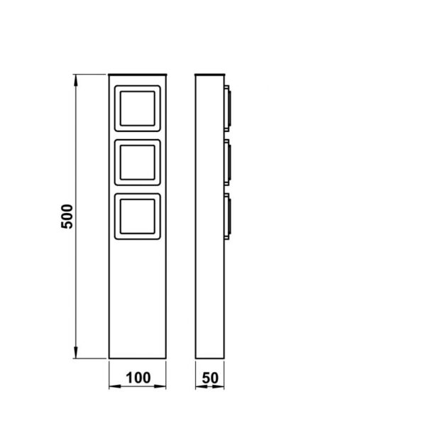 Socket column Stainless steel Dimensioned drawing Article 692107