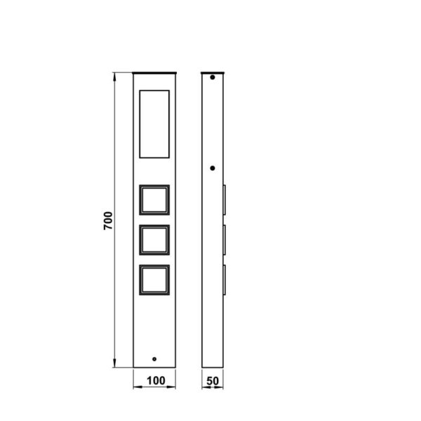 Light column Stainless steel Dimensioned drawing Article 692108