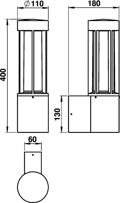 Wall light Dimensioned drawing Article 660215, 680215, 690215