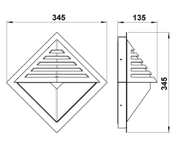 Wall lamp Stainless steel Dimensioned drawing Article 690220