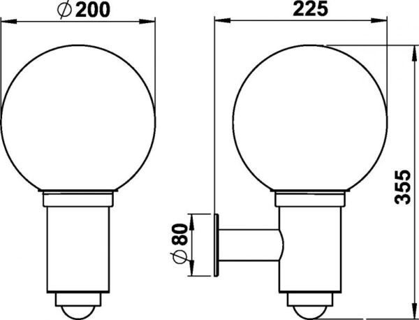 Wall light Stainless steel Dimensioned drawing Article 690224