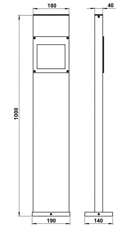 Bollard spotlight Anthracite Dimensioned drawing Article 622273