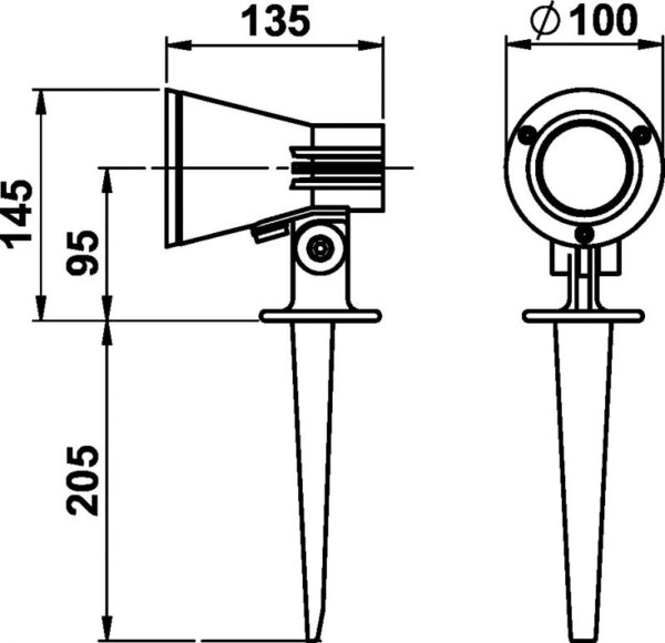 Spit lamp Dimensioned drawing Article 662354, 682354