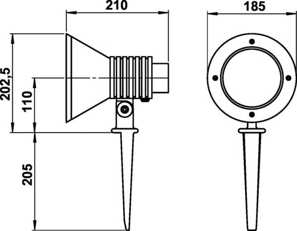 Spit lamp Dimensioned drawing Article 662383, 682383, 692383