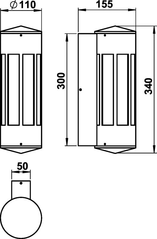 Wall lamp Dimensioned drawing Article 660240, 680240, 690240