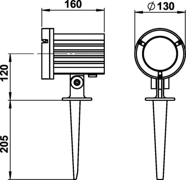 Spit lamp Dimensioned drawing Article 662421, 682421, 692421