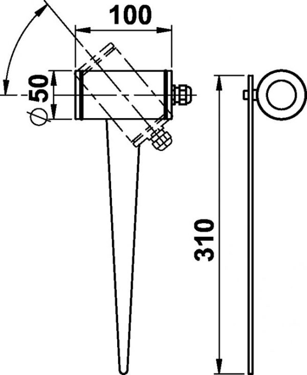 Spit lamp Dimensioned drawing Article 622433, 662433