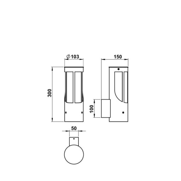 Wall light Stainless steel Dimensioned drawing Article 690256