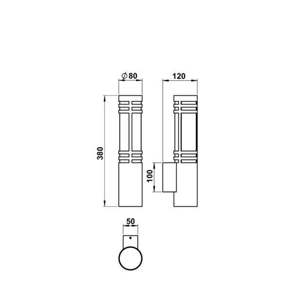 Wall light Stainless steel Dimensioned drawing Article 690258