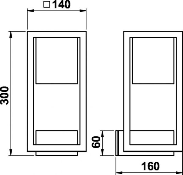Wall light Dimensioned drawing Article 620281, 660281, 680281, 690281