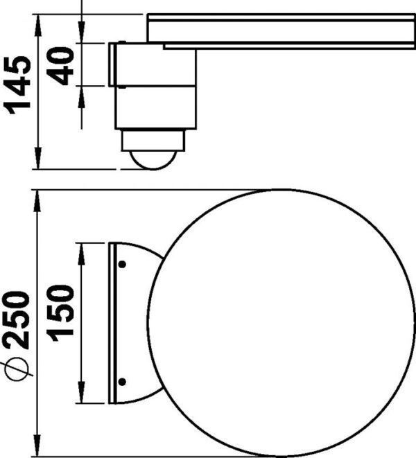 Wandleuchte Maßzeichnung Artikel 620296, 660296, 680296, 690296