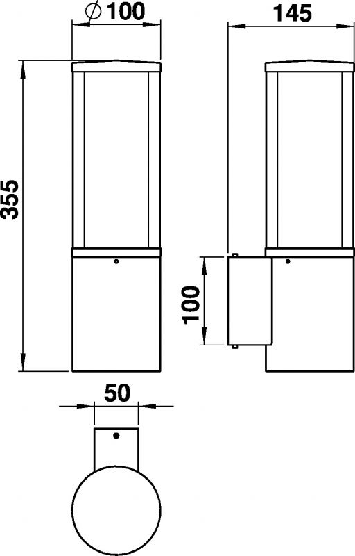 Wall lamp Dimensioned drawing Article 620311, 660311, 680311, 690311