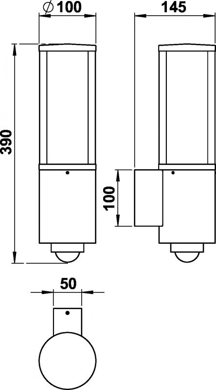 Wall light Stainless steel Dimensioned drawing Article 690322