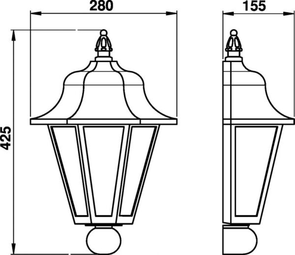Wall light Dimensioned drawing Article 653229, 663229, 683229