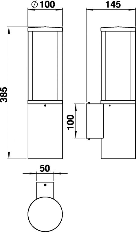 Wall light Stainless steel Dimensioned drawing Article 690323
