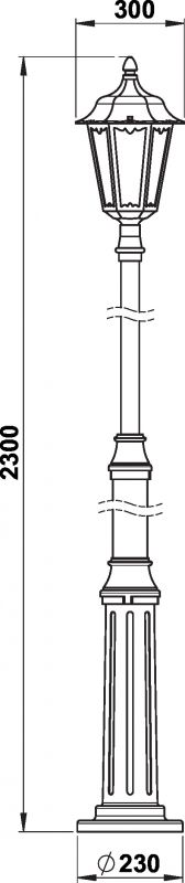 Pole light Dimensioned drawing Article 654147, 664147, 684147