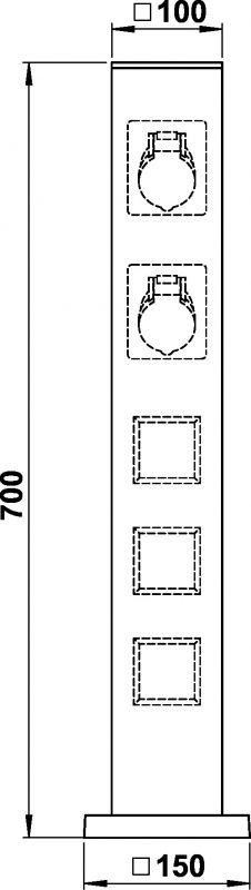 Energy column empty up to 5 inserts Dimensioned drawing Article 624407, 664407