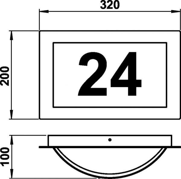 House number light Stainless steel Dimensioned drawing Article 696002