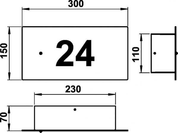 House number light Stainless steel Dimensioned drawing Article 696003