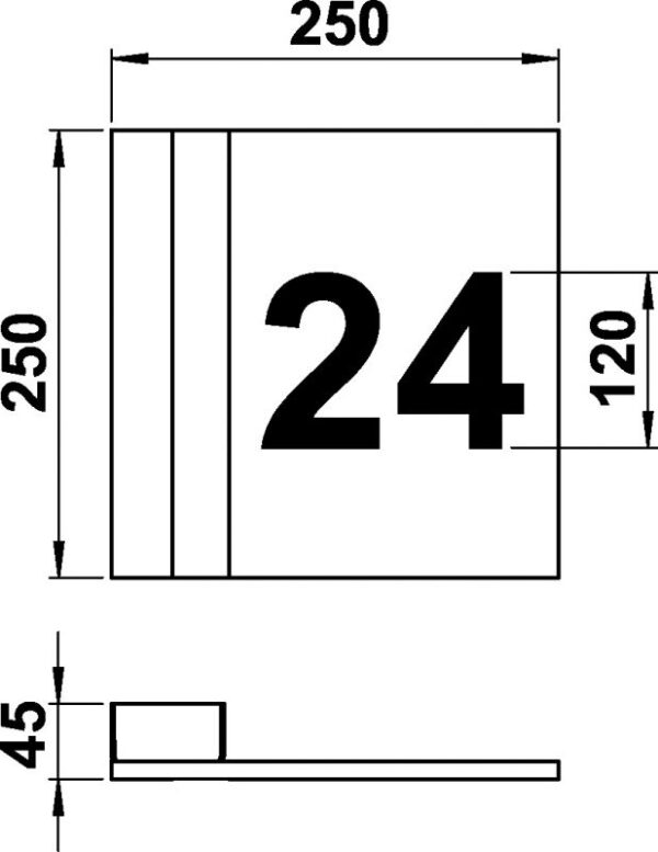 House number light Stainless steel Dimensioned drawing Article 696006