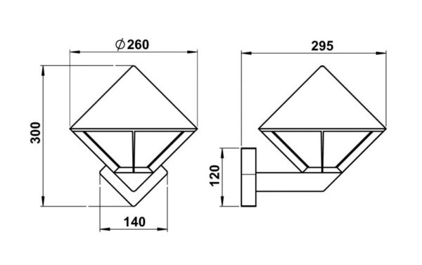 Wall light Dimensioned drawing Article 660616, 680616