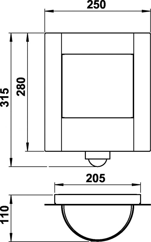 Wall light Stainless steel Dimensioned drawing Article 696188