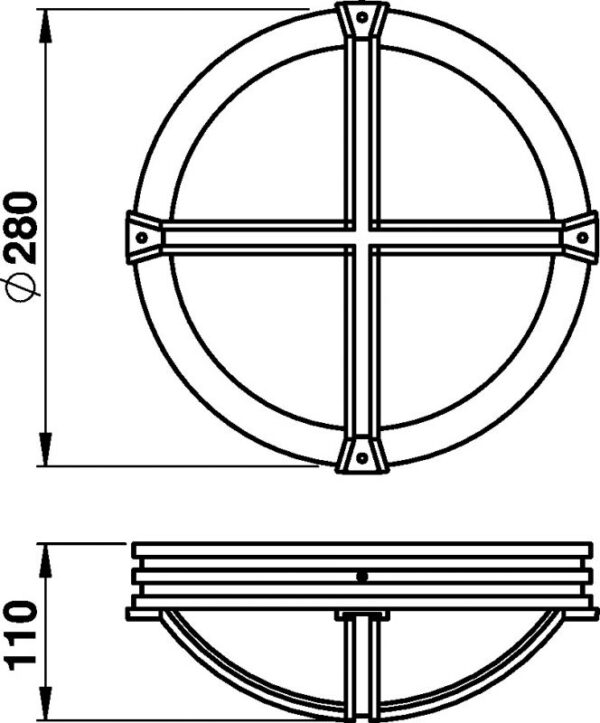 Wall and ceiling light Dimensioned drawing Article 606230, 656230, 676230