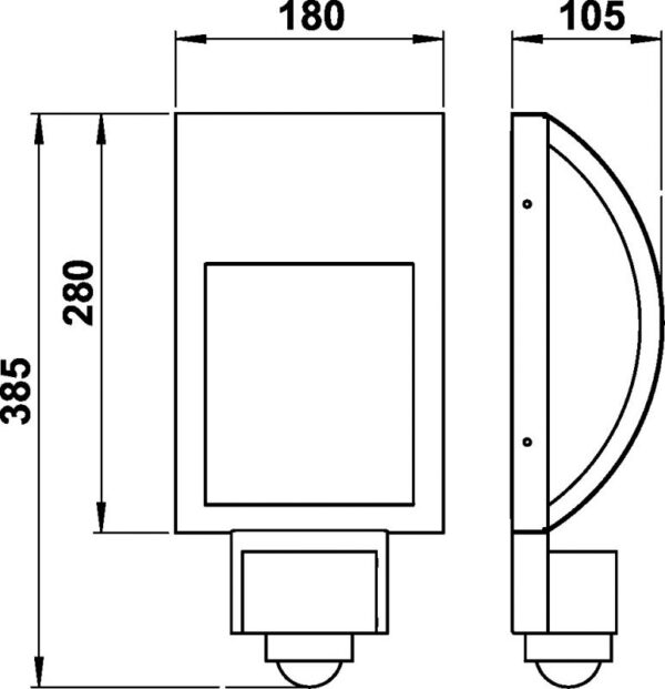 Wall light Stainless steel Dimensioned drawing Article 696278