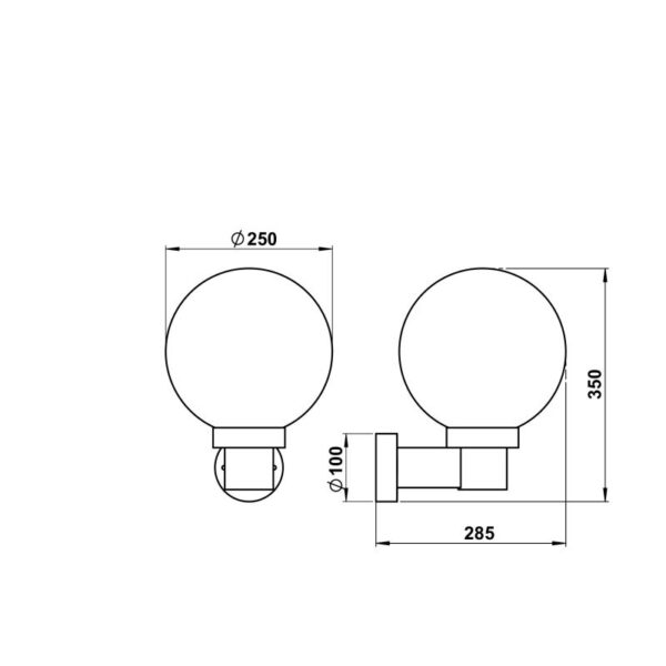 Wall light Dimensioned drawing Article 660633, 680633