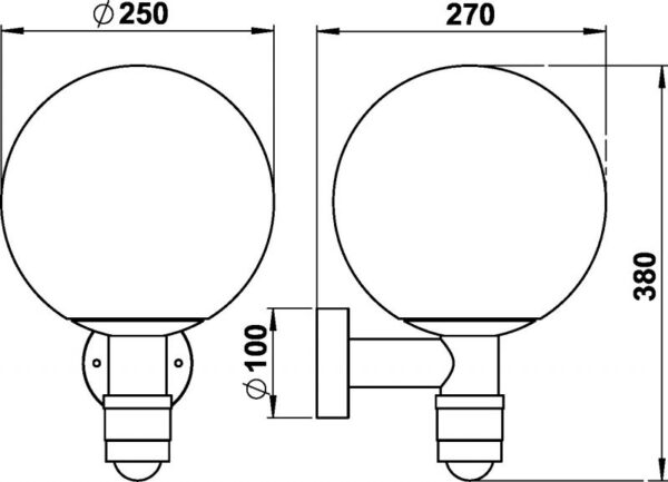 Wall light Dimensioned drawing Article 660641, 680641