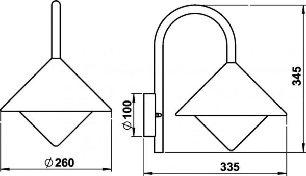 Wall lamp Dimensioned drawing Article 660645, 680645, 690645