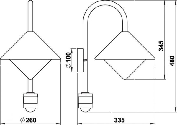 Wall light Dimensioned drawing Article 660646, 680646, 690646