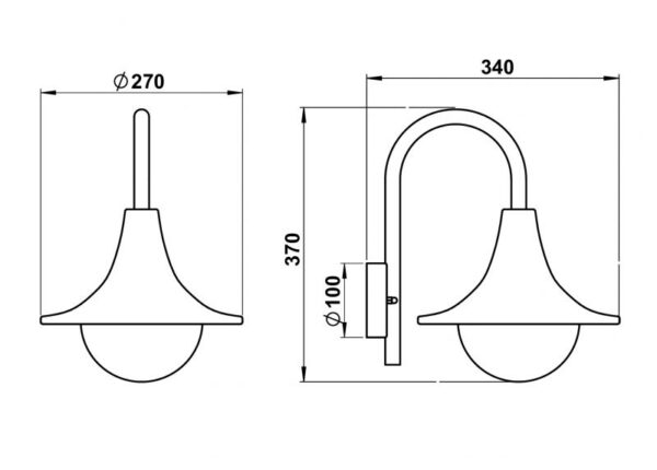 Wall light Dimensioned drawing Article 660669, 680669