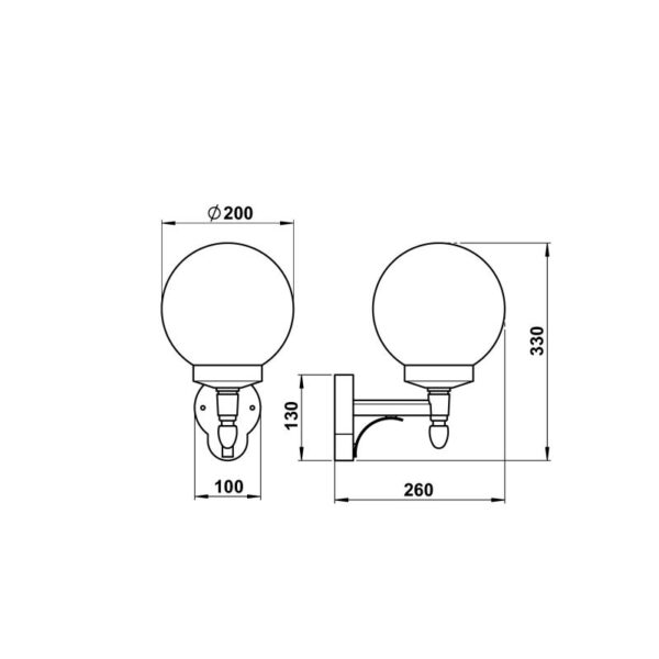 Wall light Dimensioned drawing Article 660698, 680698
