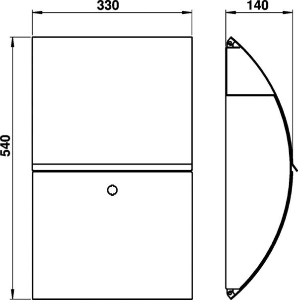 Mailbox Stainless steel Dimensioned drawing Article 690755
