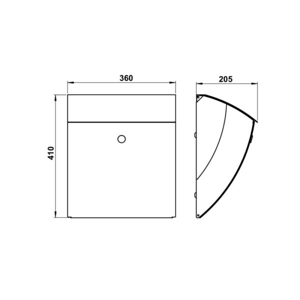 Mailbox Stainless steel Dimensioned drawing Article 690785