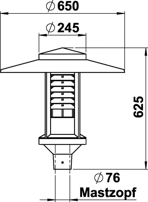 Post-top luminaire Black Dimensioned drawing Article 660808