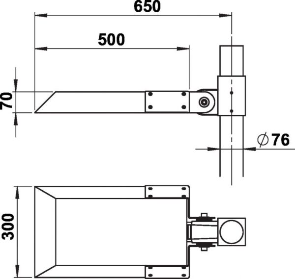 Vario post-top luminaire Dimensioned drawing Article 620843, 660843