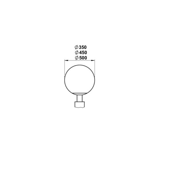 Spherical top light Dimensioned drawing Article 660850, 680850