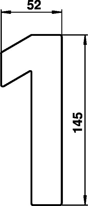 House number 1 Stainless steel Dimensioned drawing Article 690921